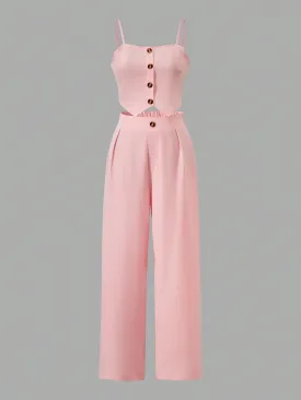 15847 1a-041 Top De Tirantes Asimétrico y pantalon