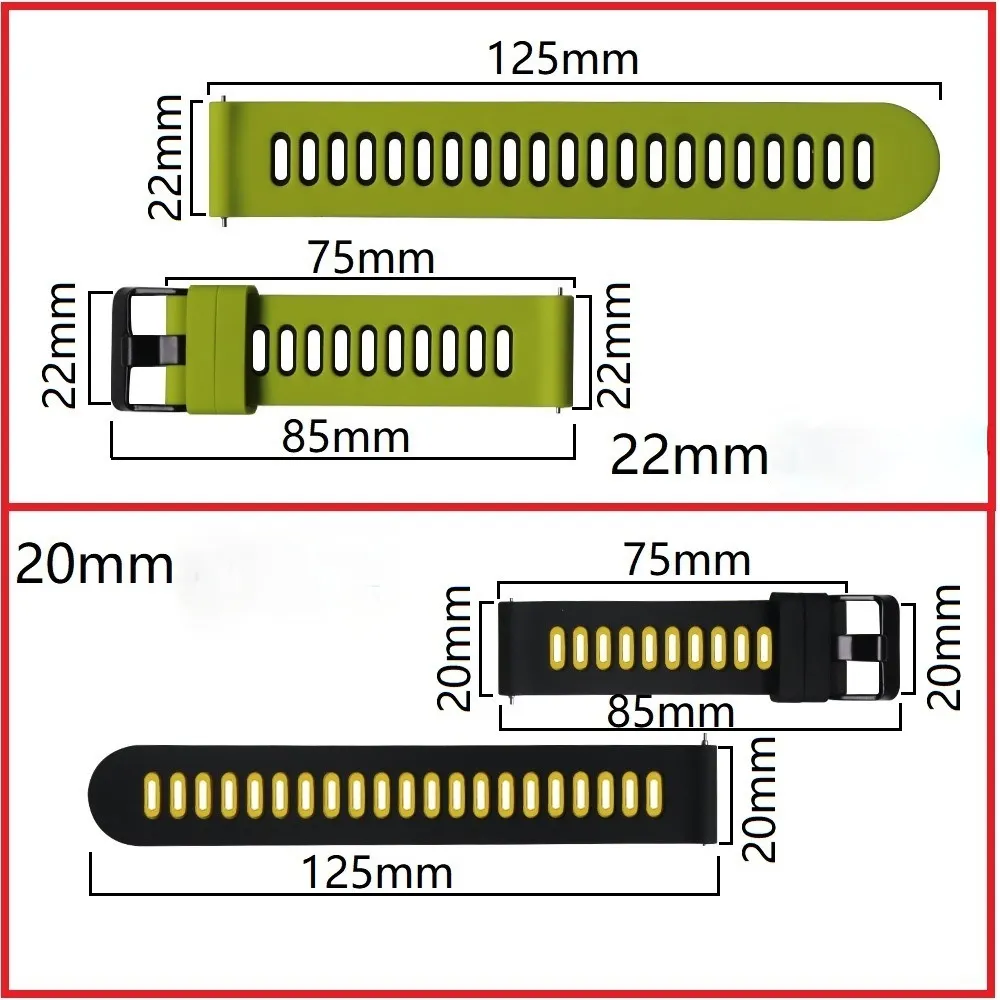 20/22mm Silicone Watchband with two colors for Huawei GT2 Gaming 245