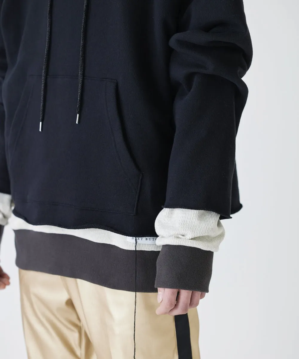 【60%OFF】Layered hoodie - BLACK×GRAY×CHARCOAL