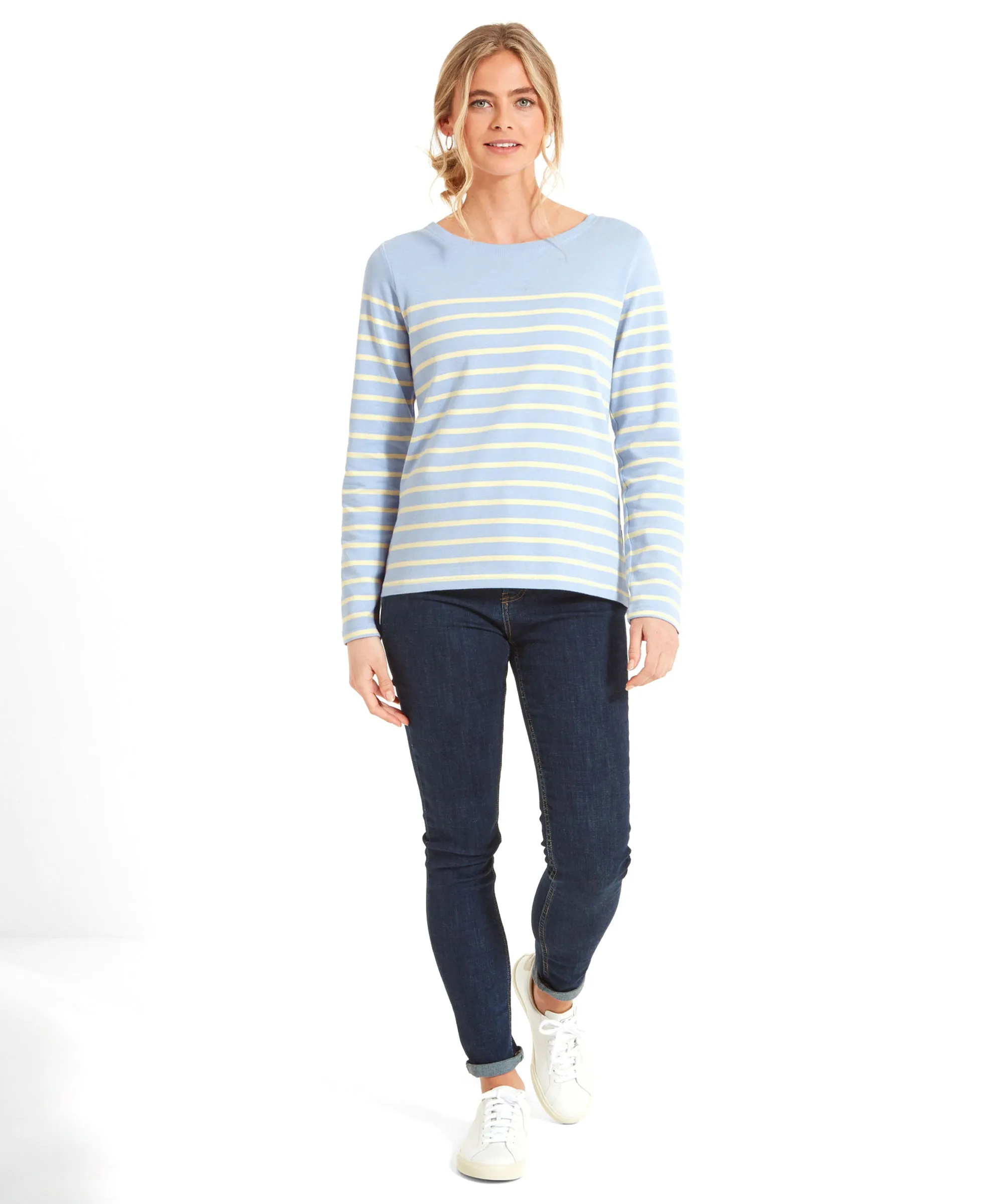 Beauport Top - Pale Blue/Lemon Stripe