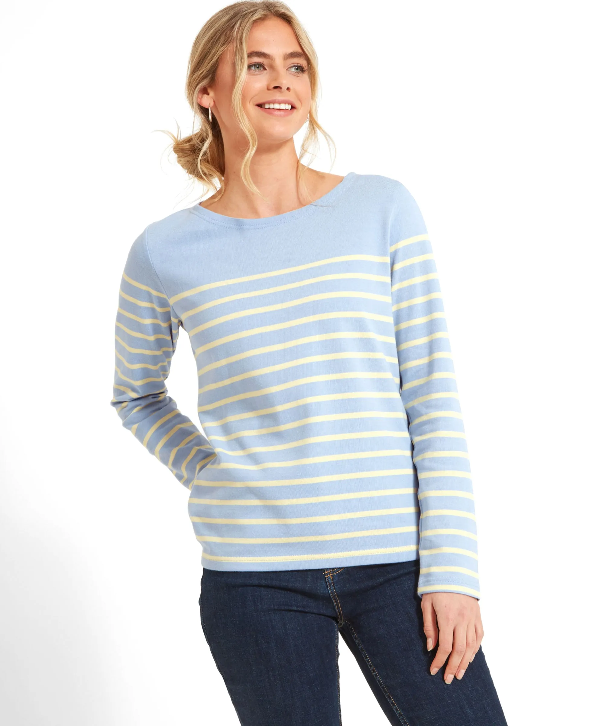 Beauport Top - Pale Blue/Lemon Stripe
