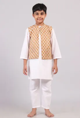 Beige Mustard Nehru Cotton Jacket