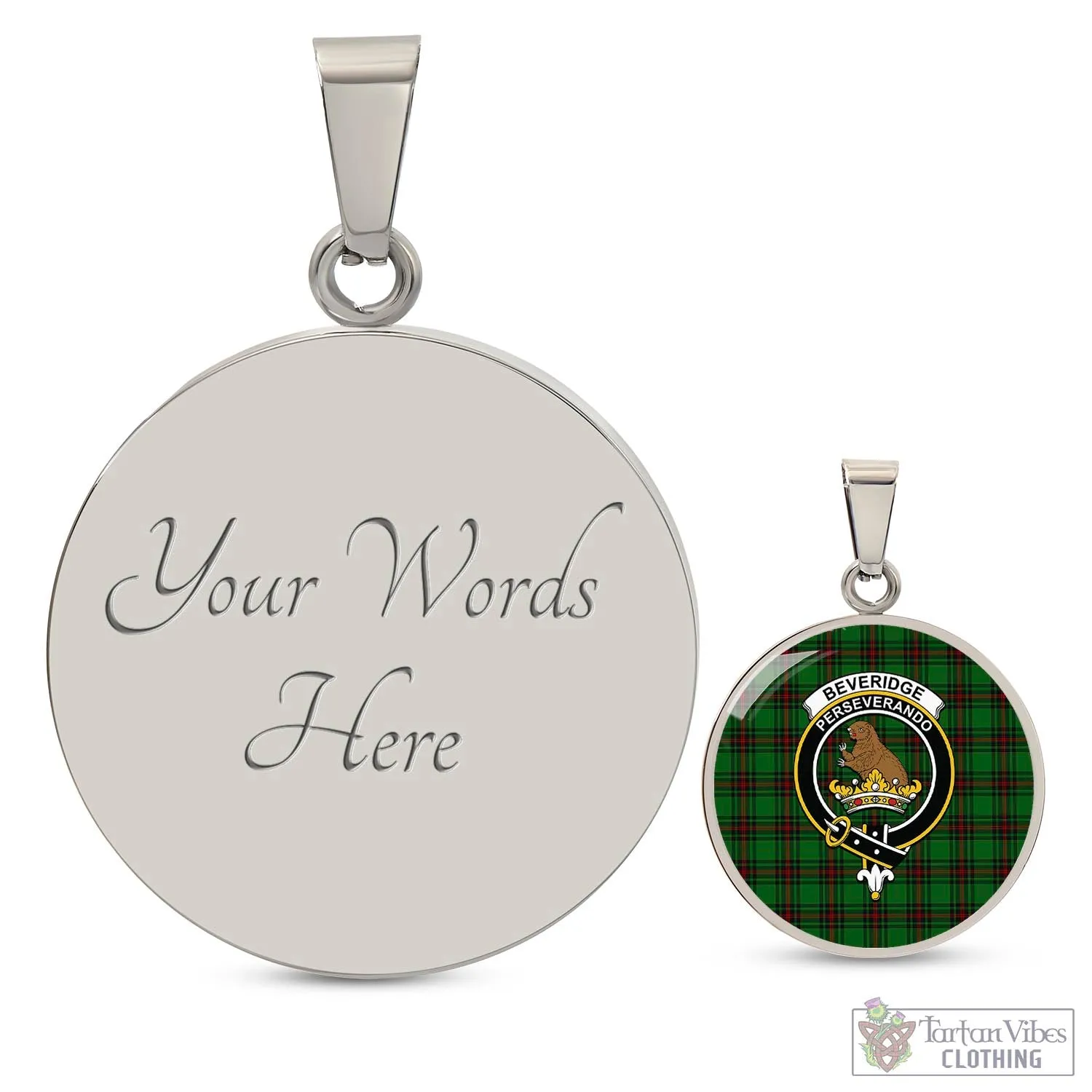 Beveridge Tartan Circle Necklace with Family Crest