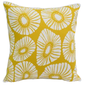 Citrus Yellow Retro Flowers Cushion Cover, 50 cm