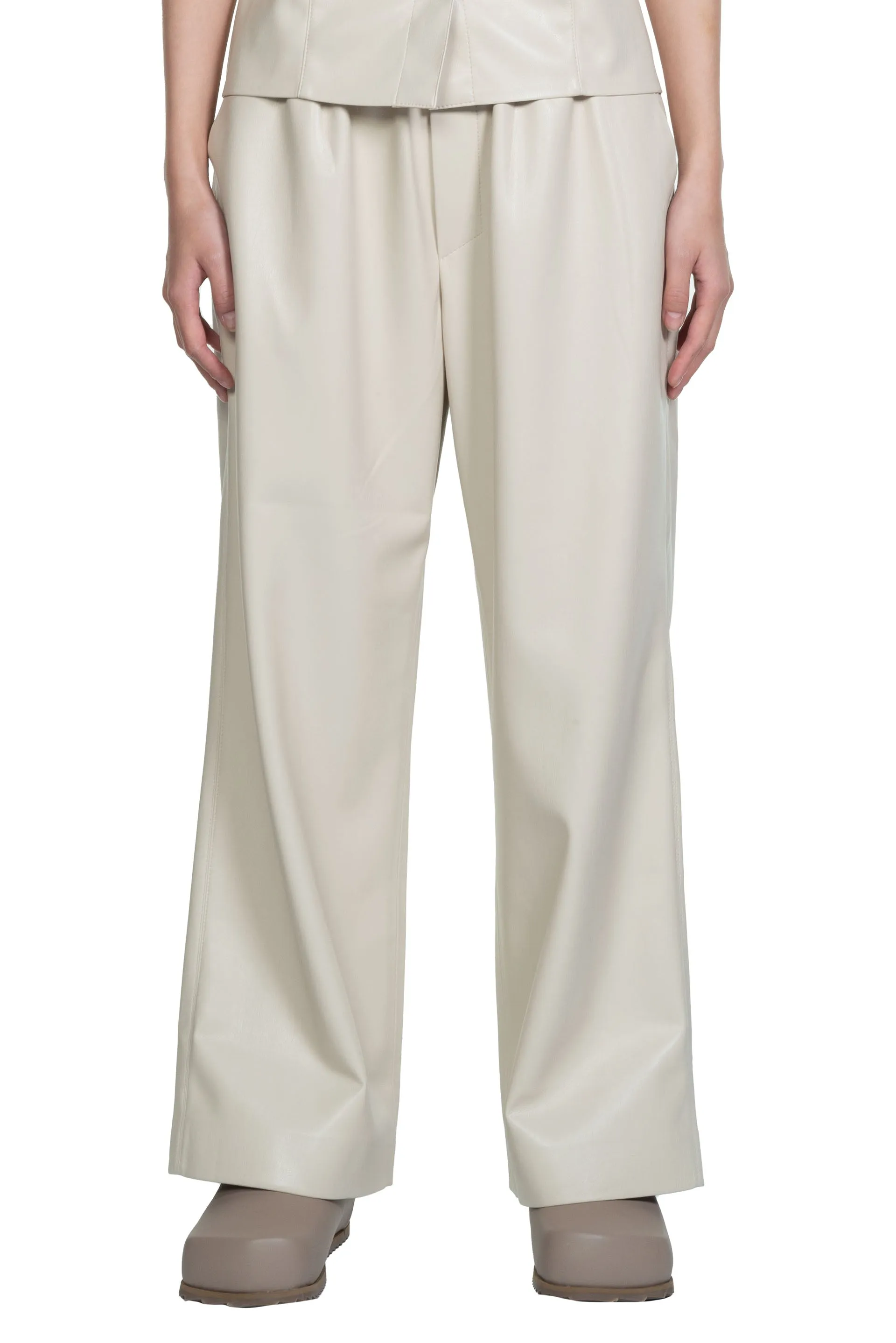 Creme Vegan Leather Odessa Trousers