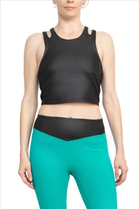 Crew Neck Sleeveless Racerback High Shine Interlock Crop Top