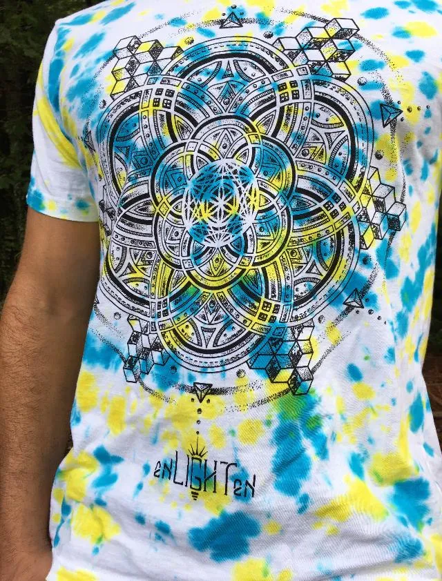Cubular Organic Sacred Geometry Tye Dye Tee