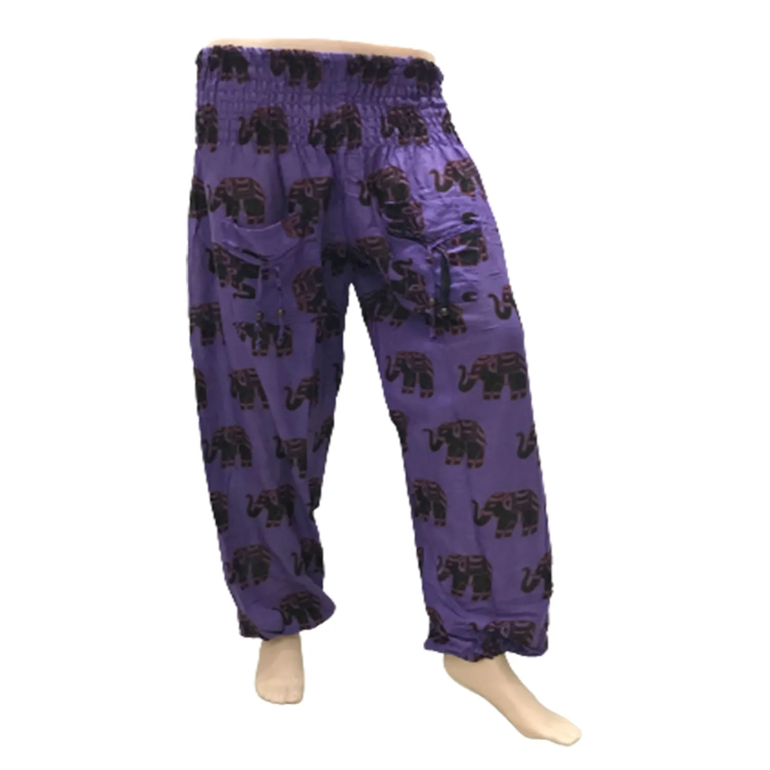 Cuffed Elephant Print Casual Trousers