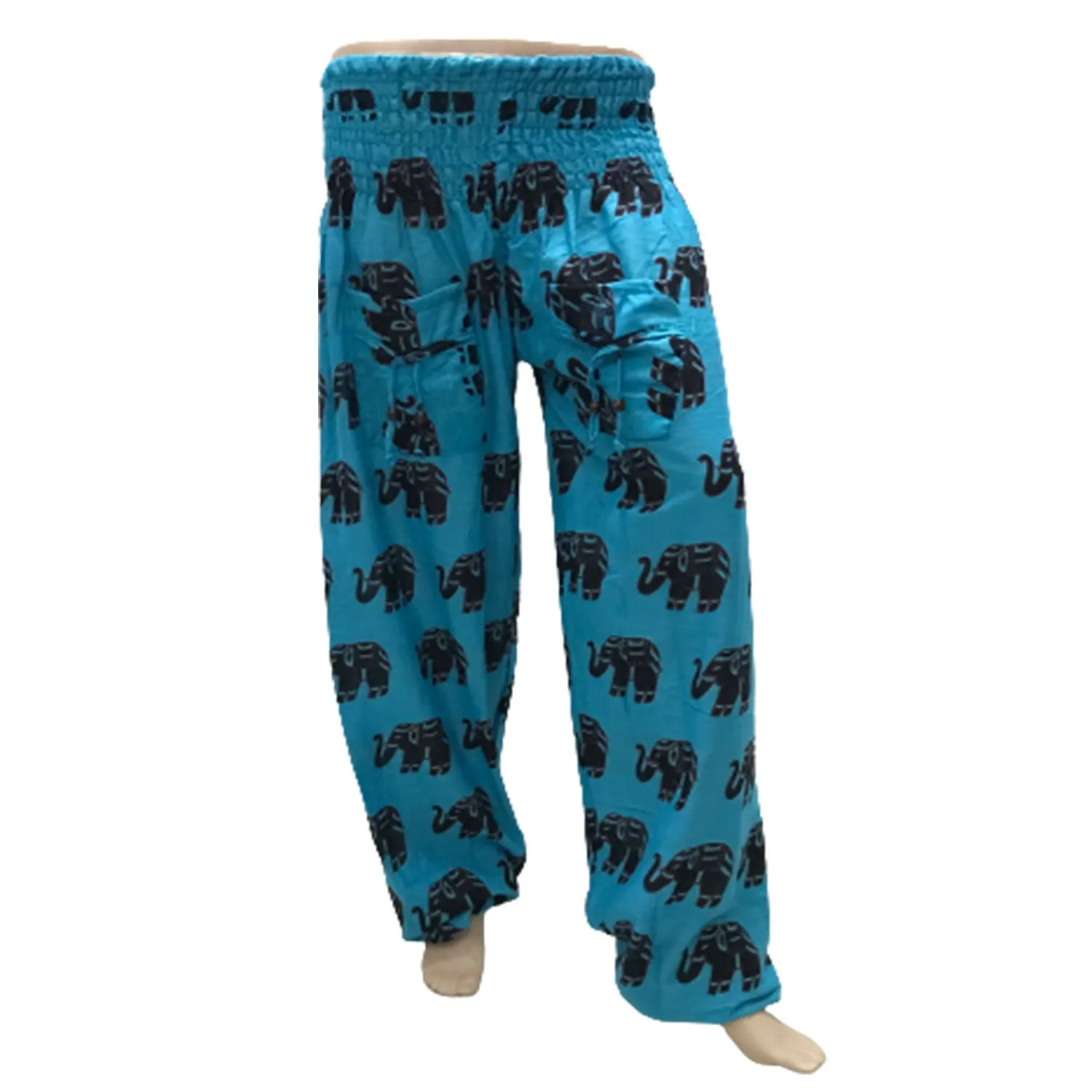 Cuffed Elephant Print Casual Trousers