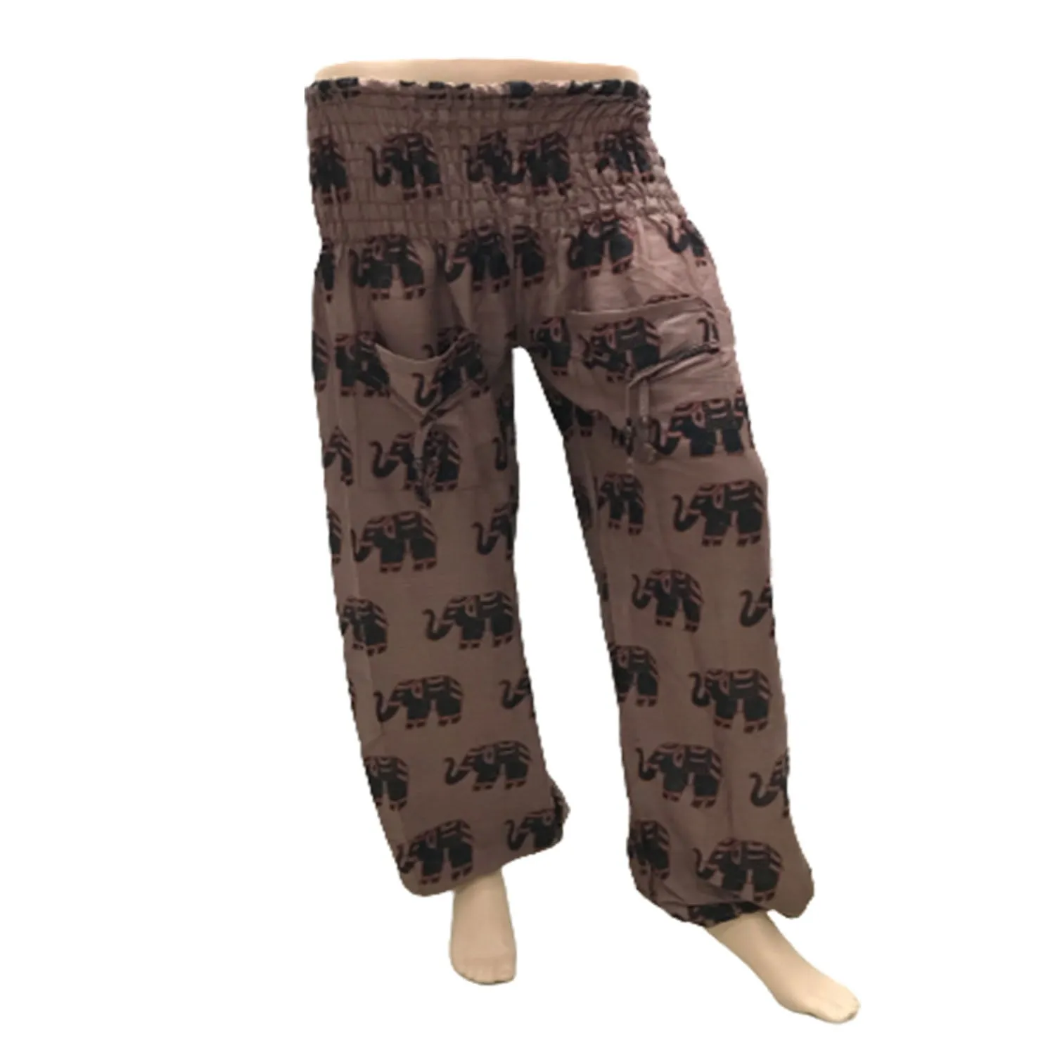Cuffed Elephant Print Casual Trousers