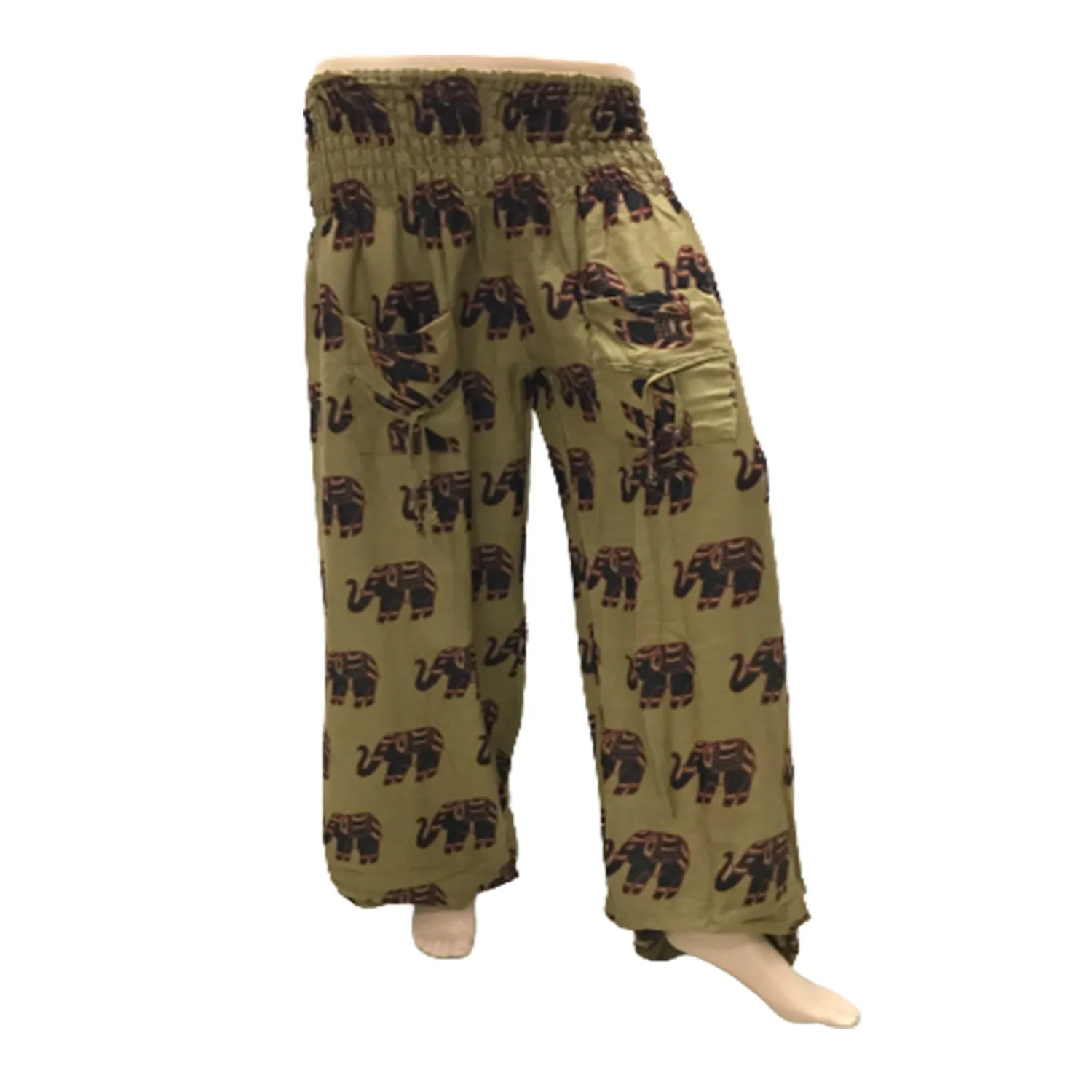 Cuffed Elephant Print Casual Trousers