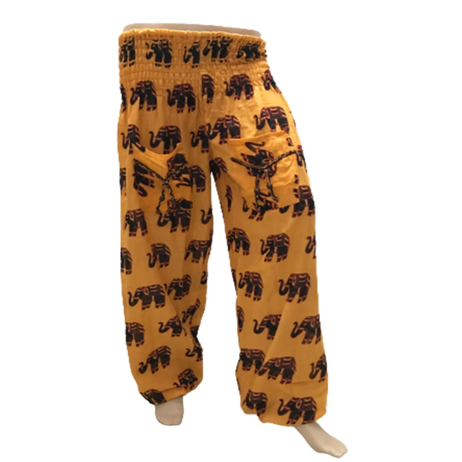 Cuffed Elephant Print Casual Trousers