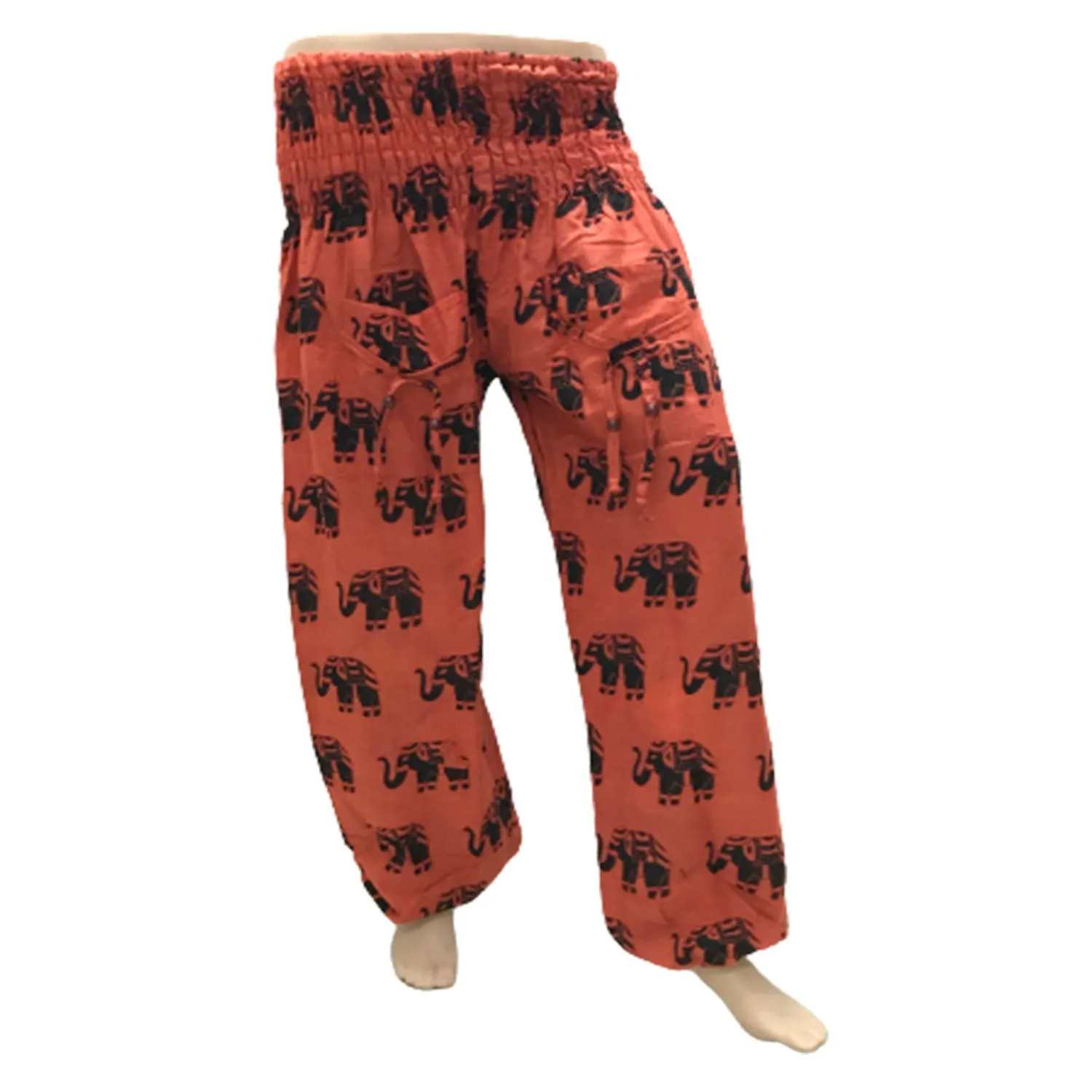 Cuffed Elephant Print Casual Trousers