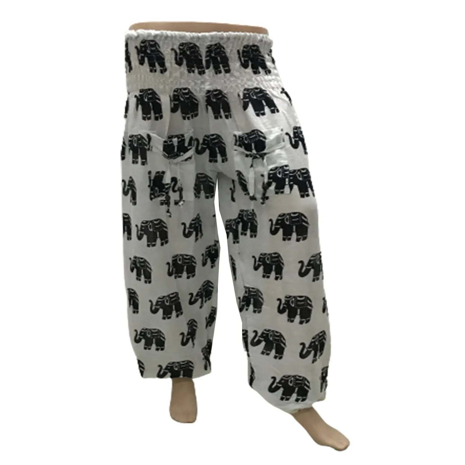 Cuffed Elephant Print Casual Trousers