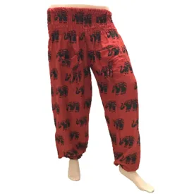 Cuffed Elephant Print Casual Trousers