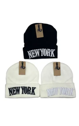 DBH3647 12pcs NEW YORK Beanie Hat 3D Embroidery