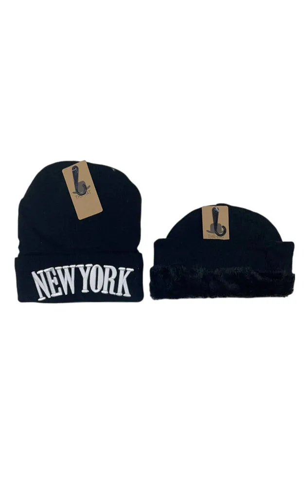 DBH3647 12pcs NEW YORK Beanie Hat 3D Embroidery