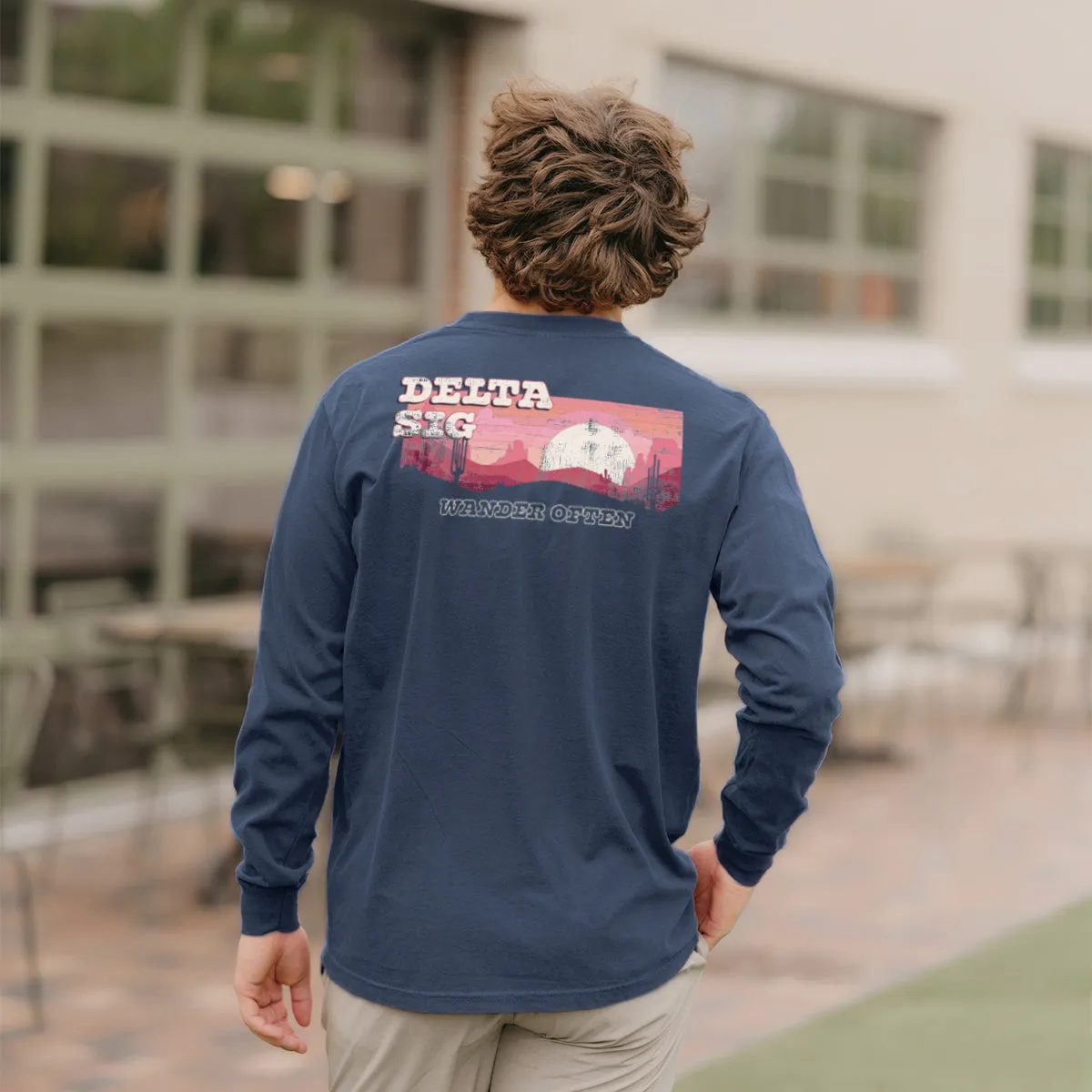 Delta Sig Comfort Colors Wander Often Long Sleeve Pocket Tee