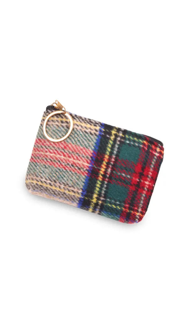 EABG9371 Beige Tartan Crossbody Clutch Bag