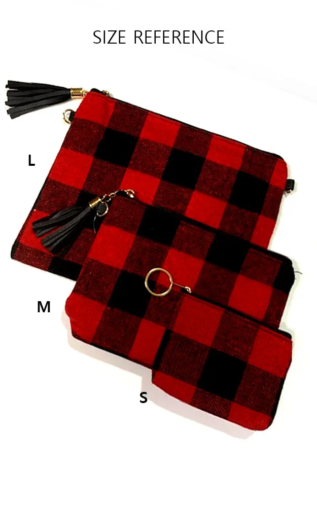 EABG9371 Beige Tartan Crossbody Clutch Bag