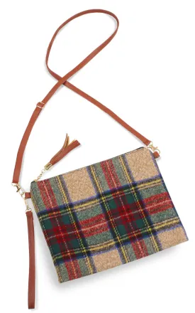 EABG9371 Beige Tartan Crossbody Clutch Bag