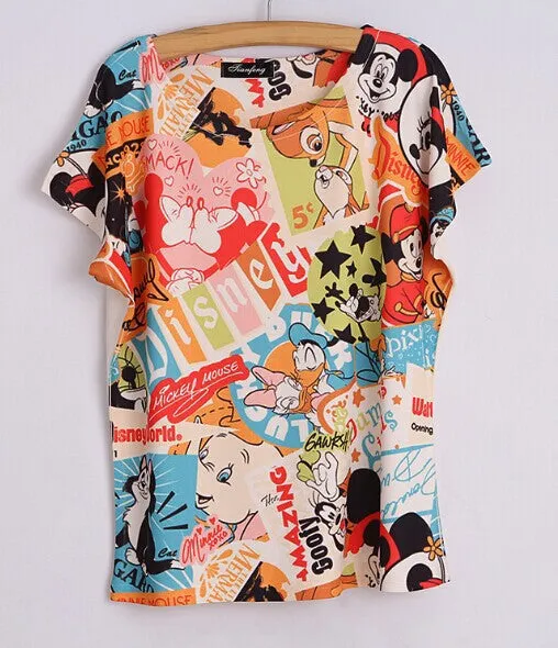 Fashion Women T Shirt Short Sleeve Eiffel Tower Print tshirts Women Tops T- Shirt Casual Patchwork Top Shirt Women