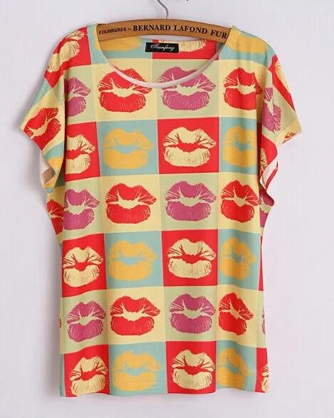 Fashion Women T Shirt Short Sleeve Eiffel Tower Print tshirts Women Tops T- Shirt Casual Patchwork Top Shirt Women