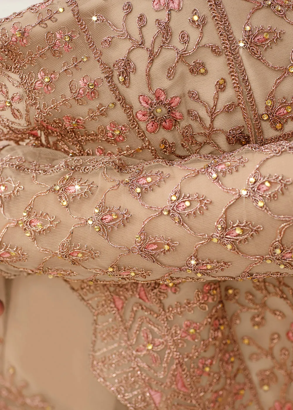Fetching Beige & Gold Embroidered Pant Style Salwar Suit