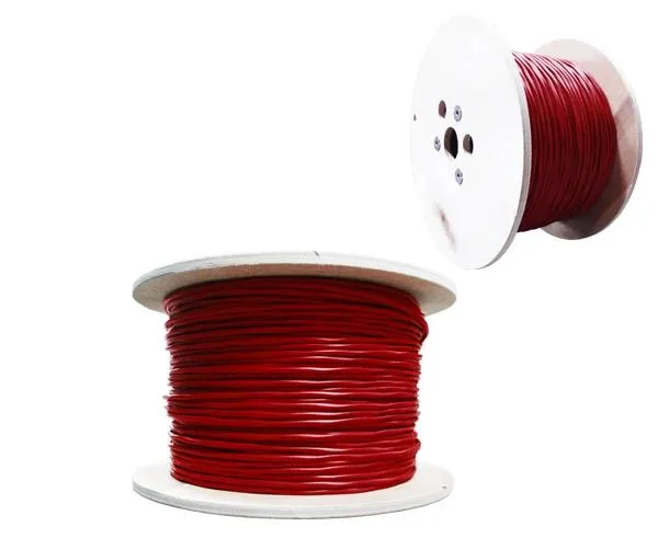 Fire Alarm Cable - FPLP - Unshielded Plenum, with 18/2 AWG Solid Bare Copper Conductors, featuring a Red Jacket, available in a 1000 ft.