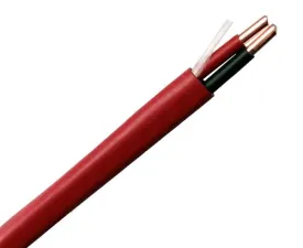 Fire Alarm Cable - FPLP - Unshielded Plenum, with 18/2 AWG Solid Bare Copper Conductors, featuring a Red Jacket, available in a 1000 ft.