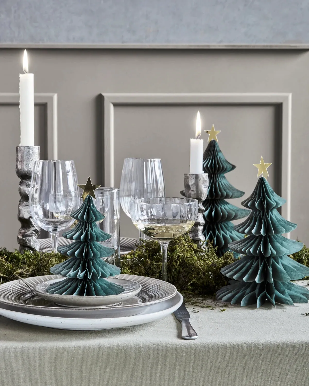 House Doctor Set of 3 Standing Tree Green Paper Decorations