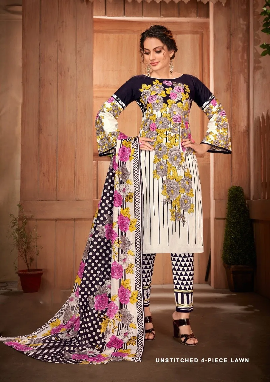 Luxury Lawn Cotton Unstitched Cotton Suits for Women