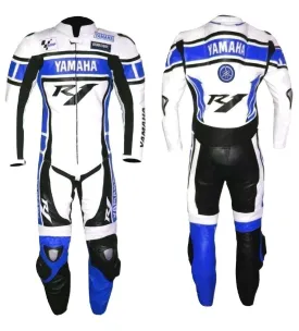NEW BLUE R1 LEATHER RACING SUIT CE APPROVED PROTECTION