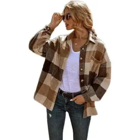New Lapel Loose Casual Shirt Large Plaid Jacket