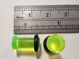 New Pair GREEN Ear Lobe Plugs Single Flare 2 gauge 2g