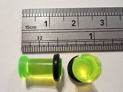 New Pair GREEN Ear Lobe Plugs Single Flare 2 gauge 2g