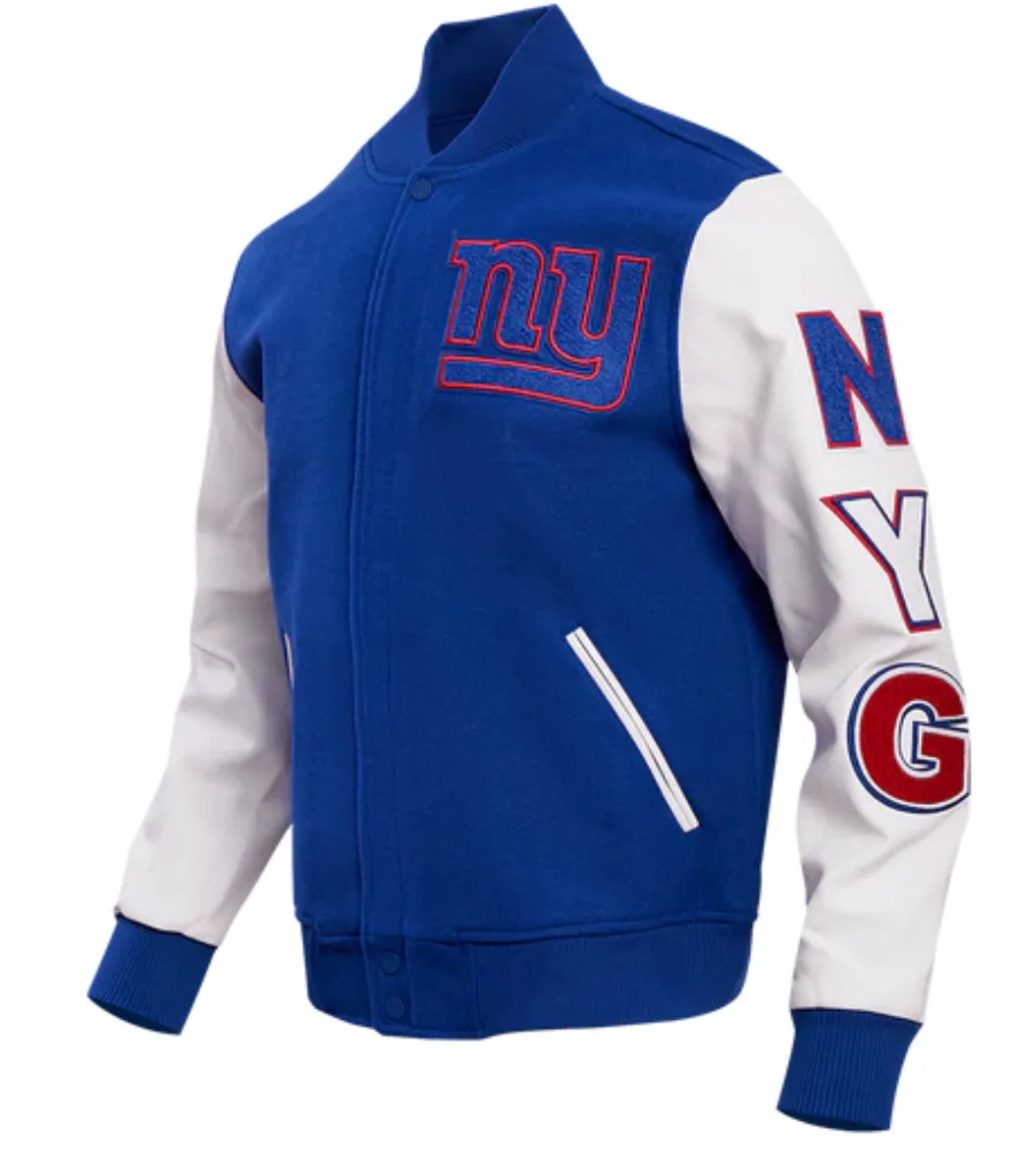 New York Giants Royal Blue and White Varsity Jackets