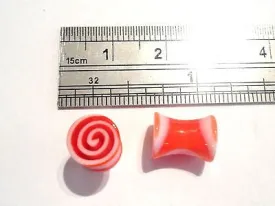 Pair 2 pieces Double Flare Acrylic Ear Lobe Plugs 2 gauge 2g Red Swirl