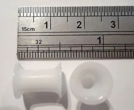 Pair 2 pieces White Soft Flexible Silicone Double Flare Tunnels 2 gauge 2g
