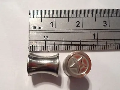 Pair SURGICAL STEEL STAR Plugs Double Flare 2 gauge 2g