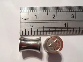 Pair SURGICAL STEEL STAR Plugs Double Flare 2 gauge 2g