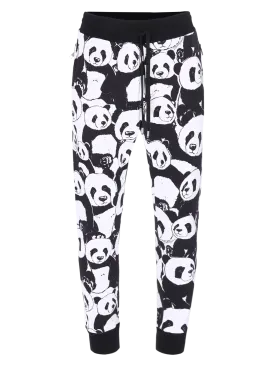 panda-print zip-pocket joggers