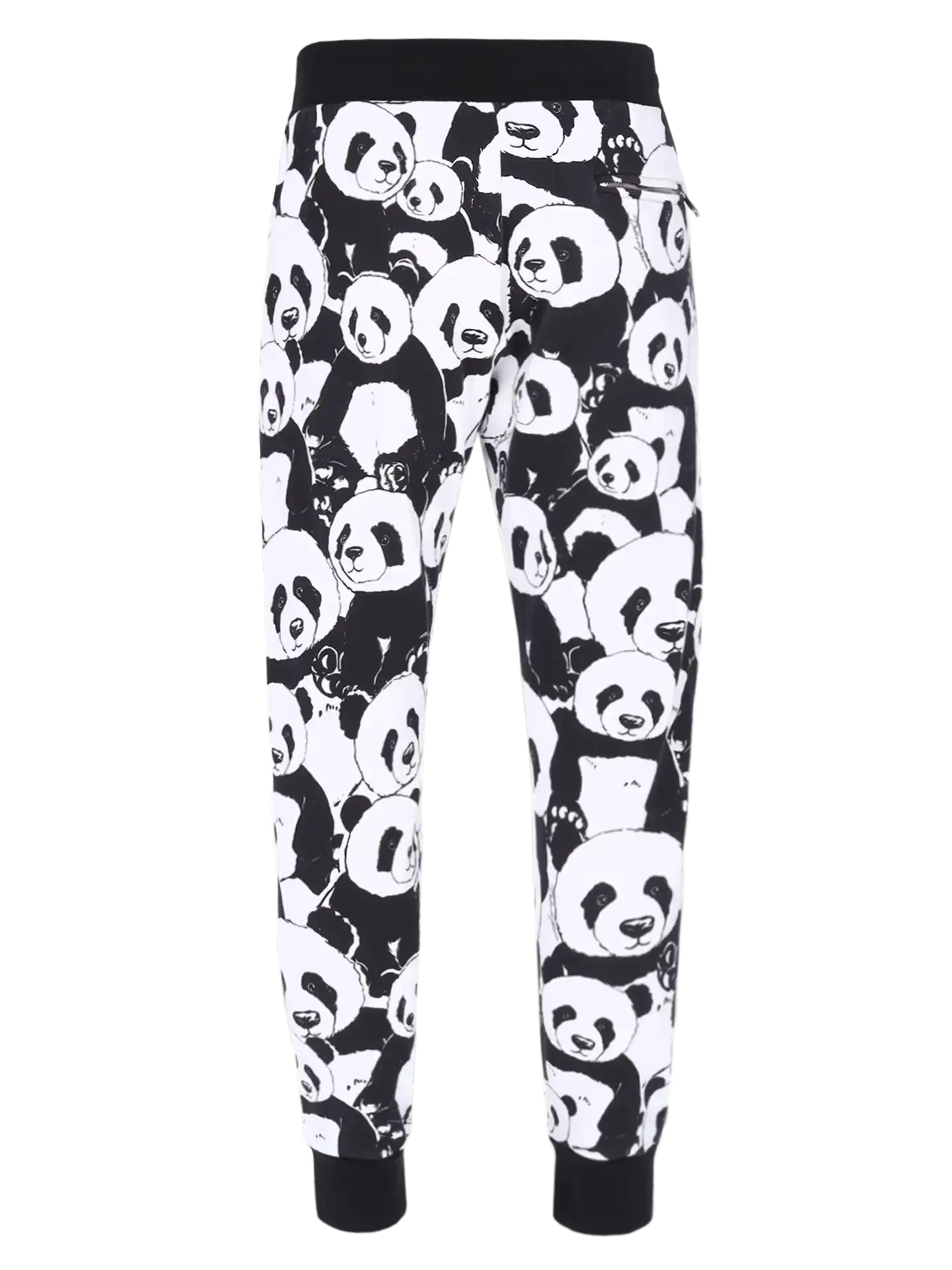 panda-print zip-pocket joggers
