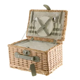 Picnic Basket 2 Person Leaf Print