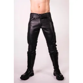 Prowler RED Leather Biker Jeans Black