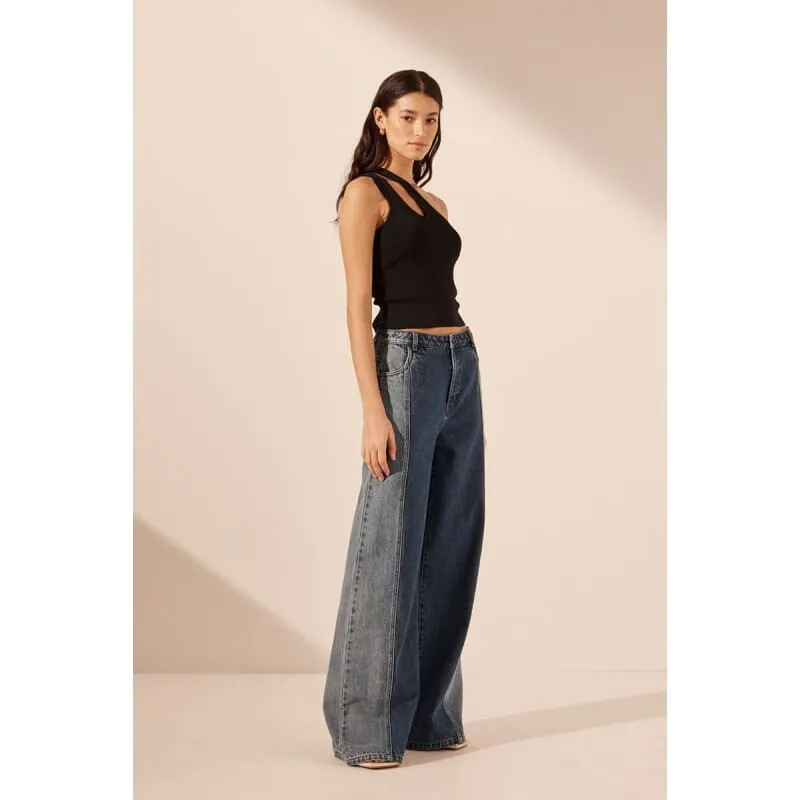 Reina Contrast Wide Leg Jean