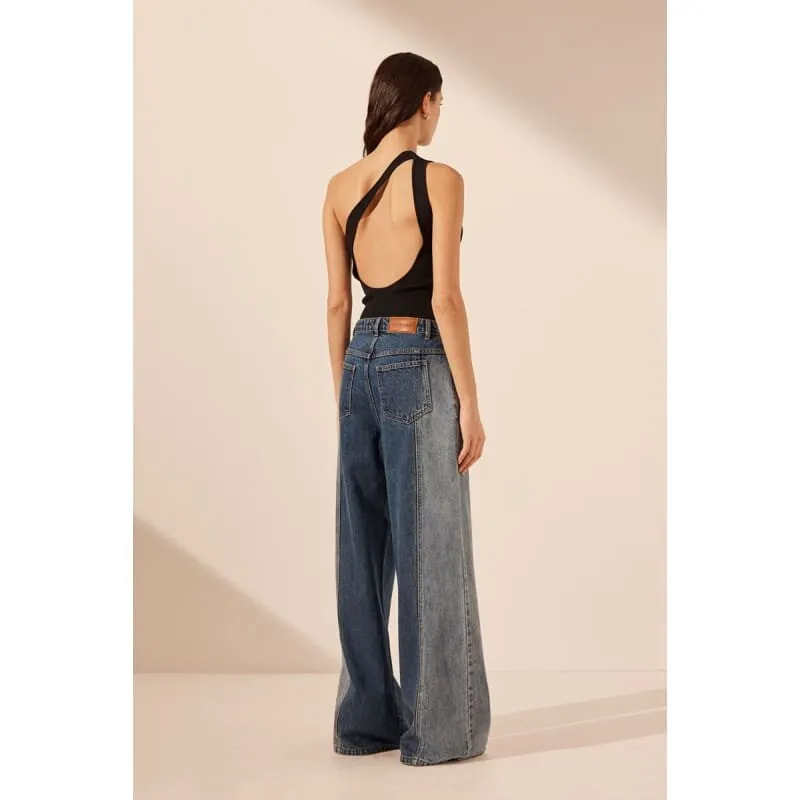 Reina Contrast Wide Leg Jean
