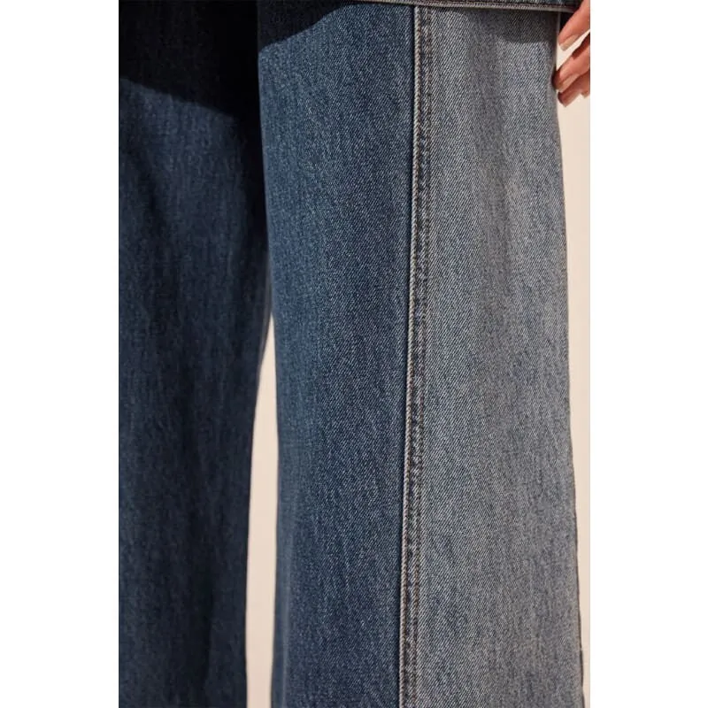 Reina Contrast Wide Leg Jean