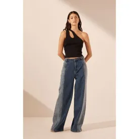 Reina Contrast Wide Leg Jean