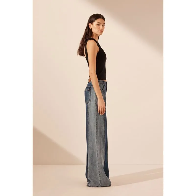 Reina Contrast Wide Leg Jean